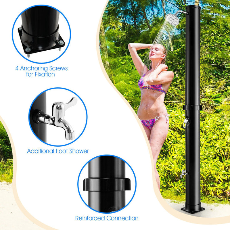 7.2 Feet Solar-Heated Outdoor Shower with Free-Rotating Shower Head