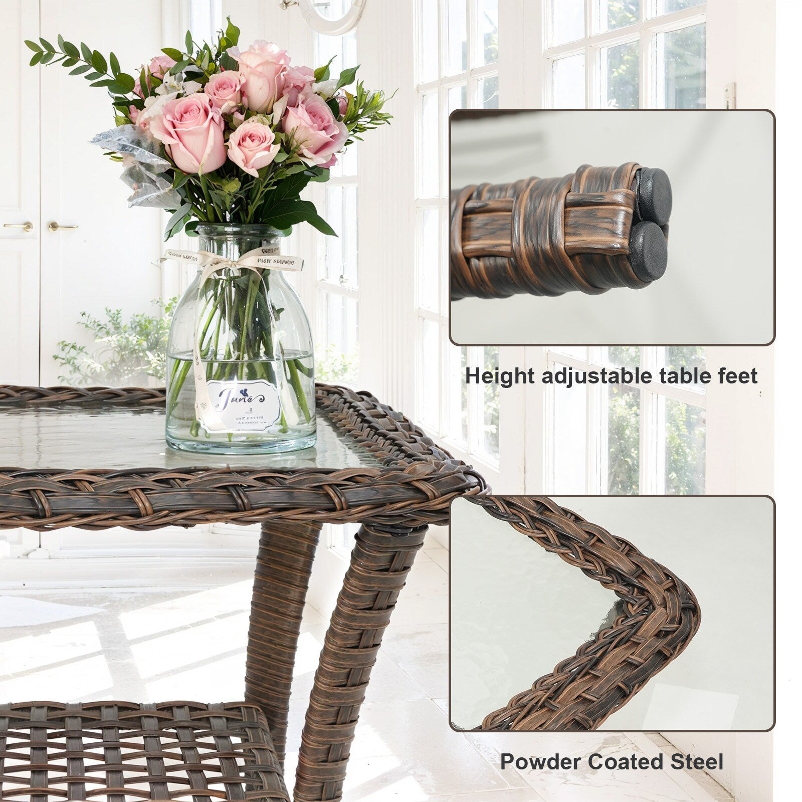 Outdoor Fire Pit Conversation Set, 3-Seat Sofa & Chairs Patio Furniture Set