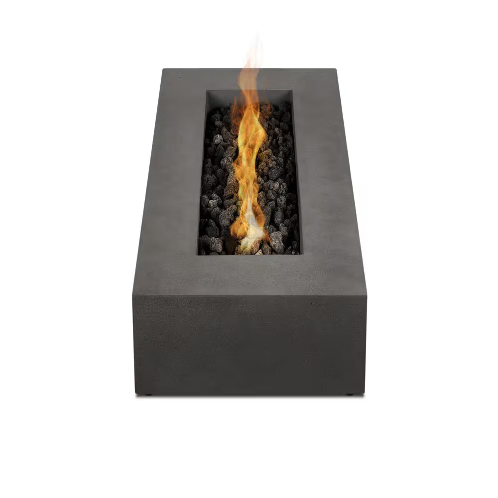 Brookhurst 72 In. W X 12 In. H Outdoor GFRC Liquid Propane Fire Pit in Carbon with Lava Rocks