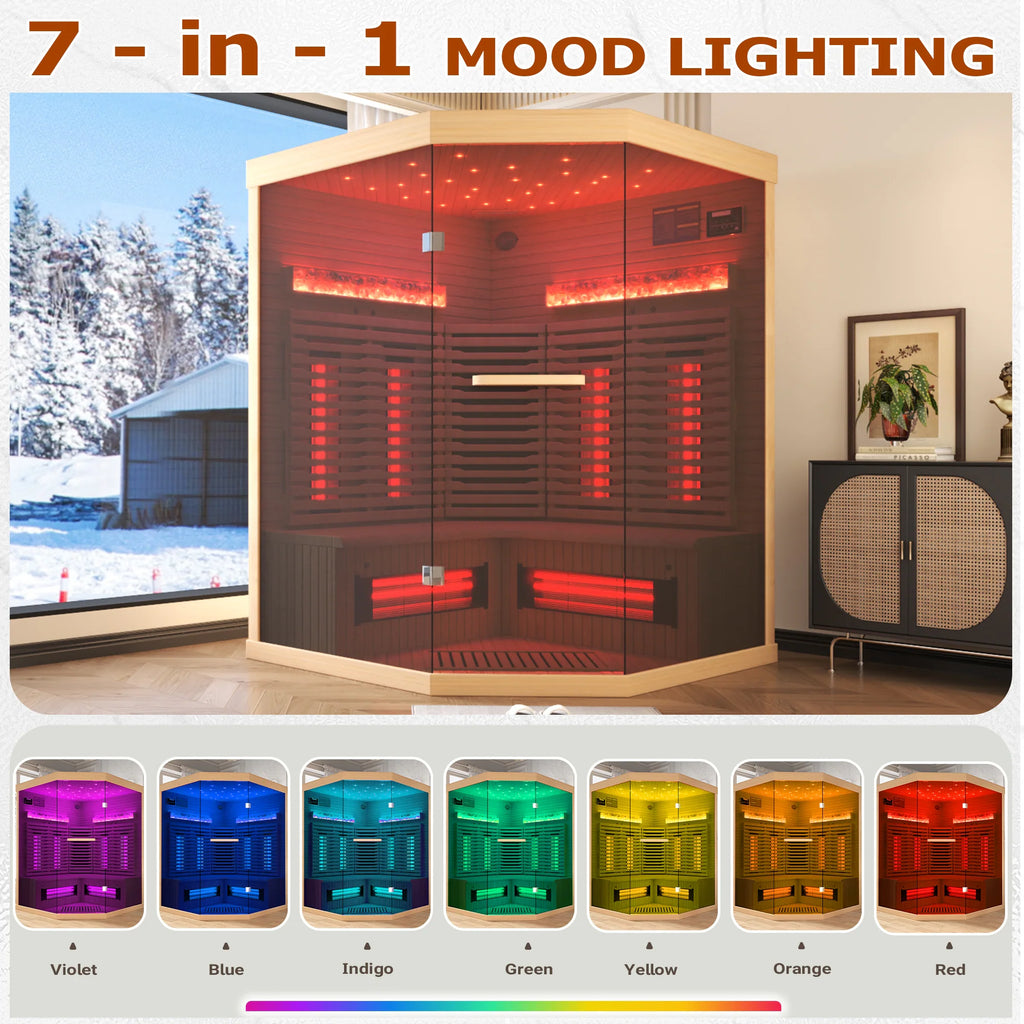 Infrared Sauna up to 4 Person with 15 Minutes Warm-Up Heater Tube & Carbon Plate
