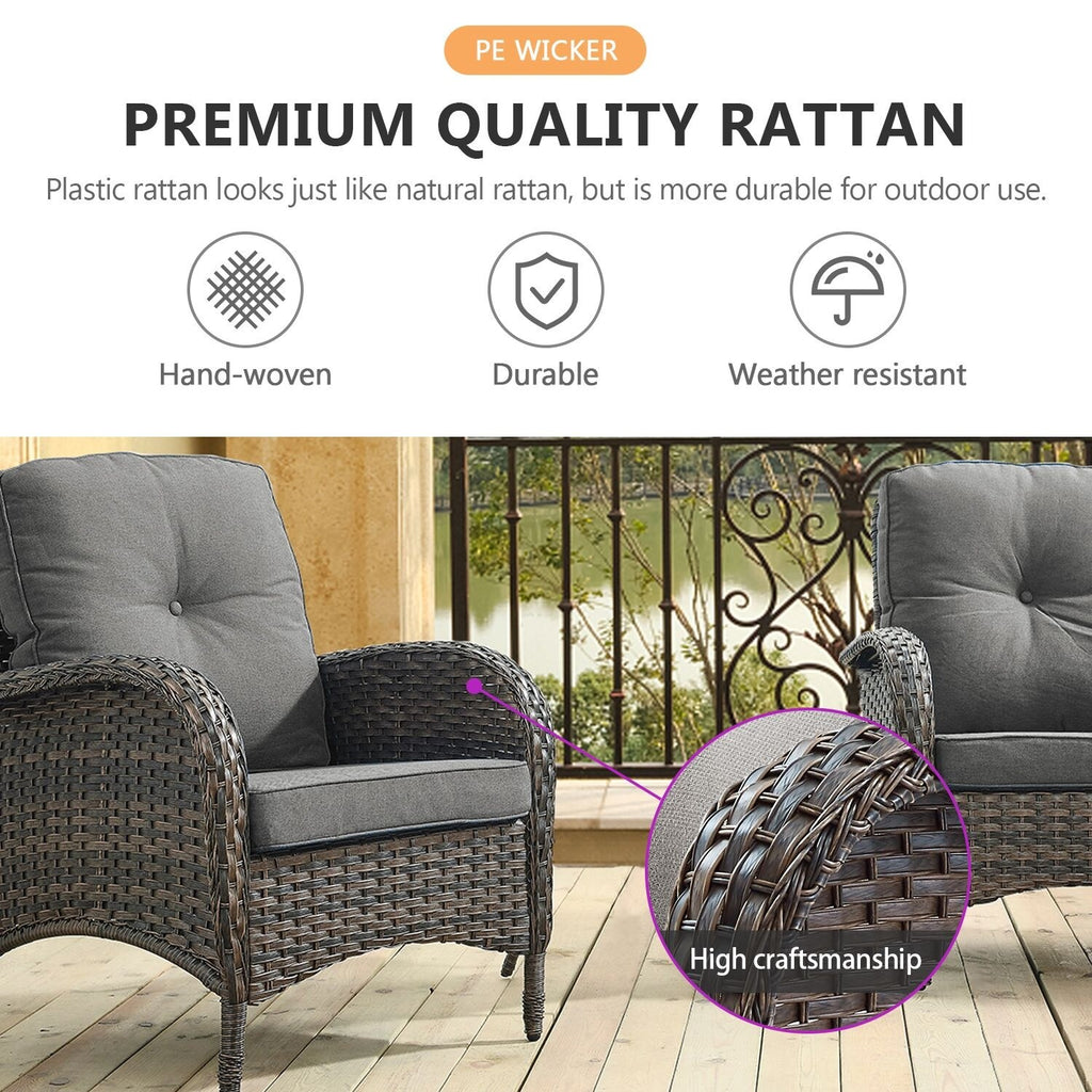 Outdoor Fire Pit Conversation Set, 3-Seat Sofa & Chairs Patio Furniture Set