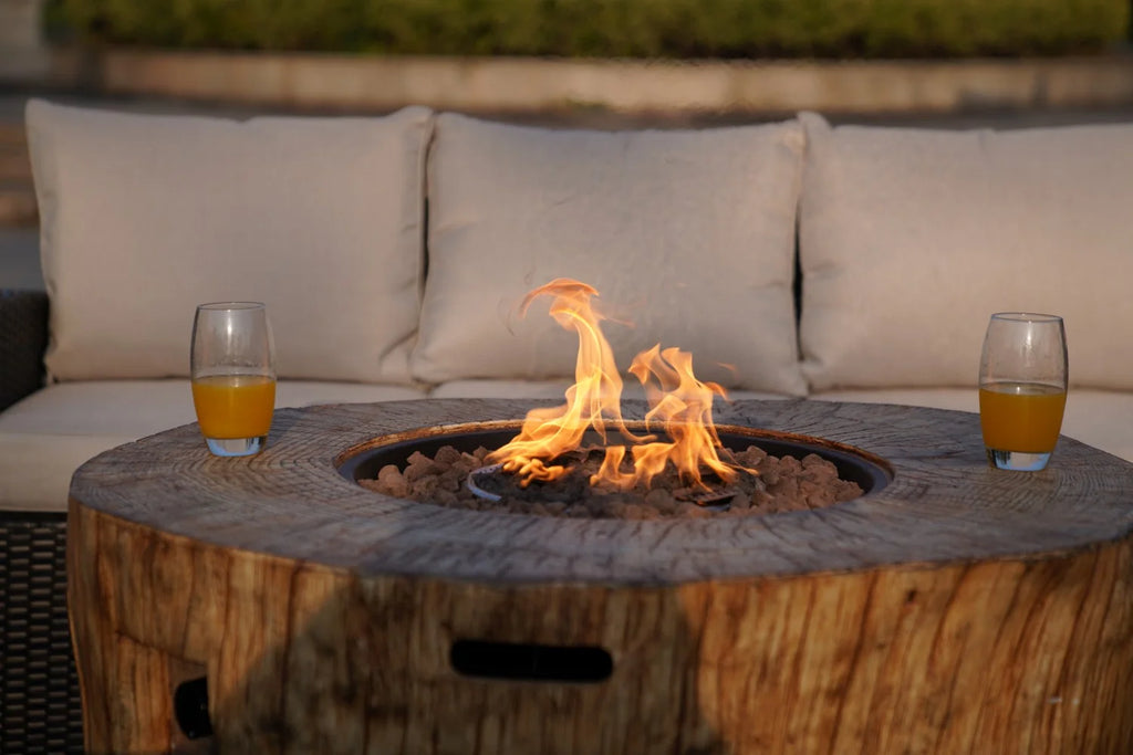 7-Piece Patio Brown Wicker Conversation Sofa Set with 40" Fire Pit Table