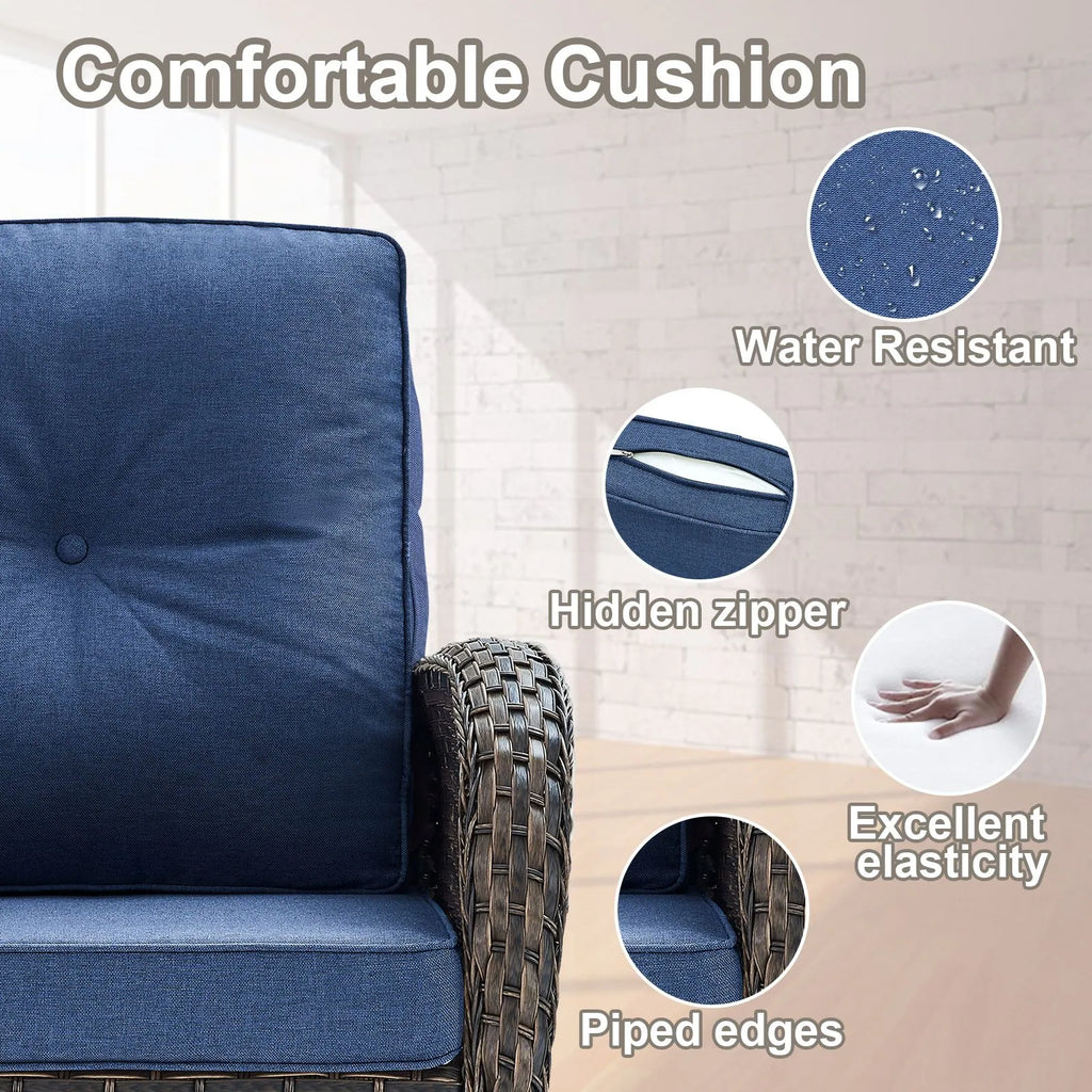 Outdoor Fire Pit Conversation Set, 3-Seat Sofa & Chairs Patio Furniture Set