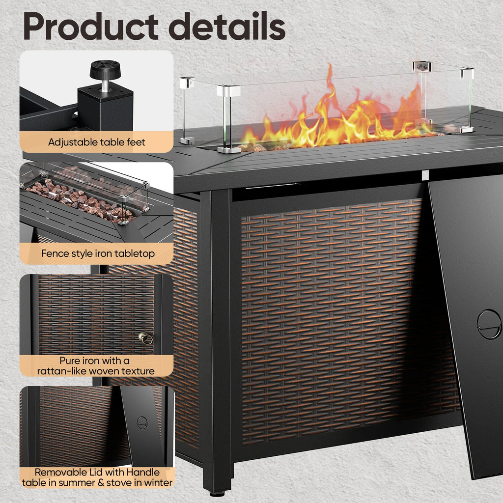 Outdoor Fire Pit Conversation Set, 3-Seat Sofa & Chairs Patio Furniture Set