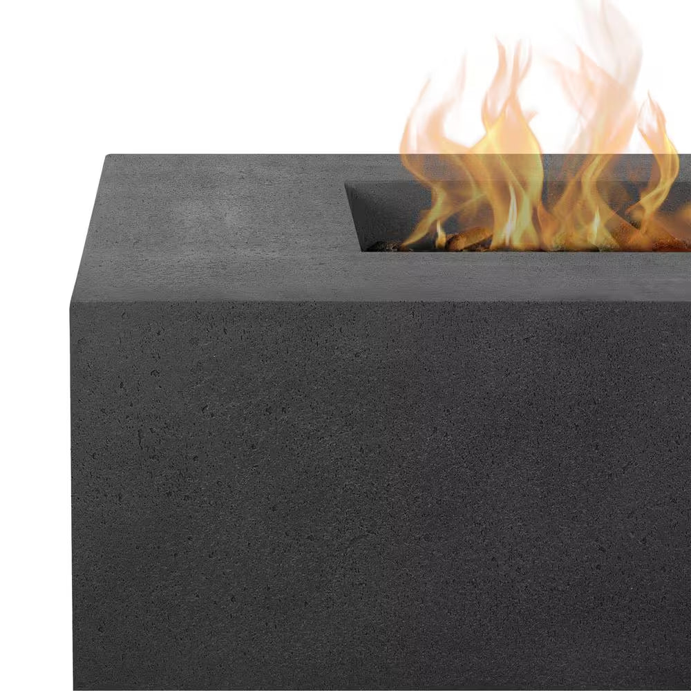 Brookhurst 72 In. W X 12 In. H Outdoor GFRC Liquid Propane Fire Pit in Carbon with Lava Rocks