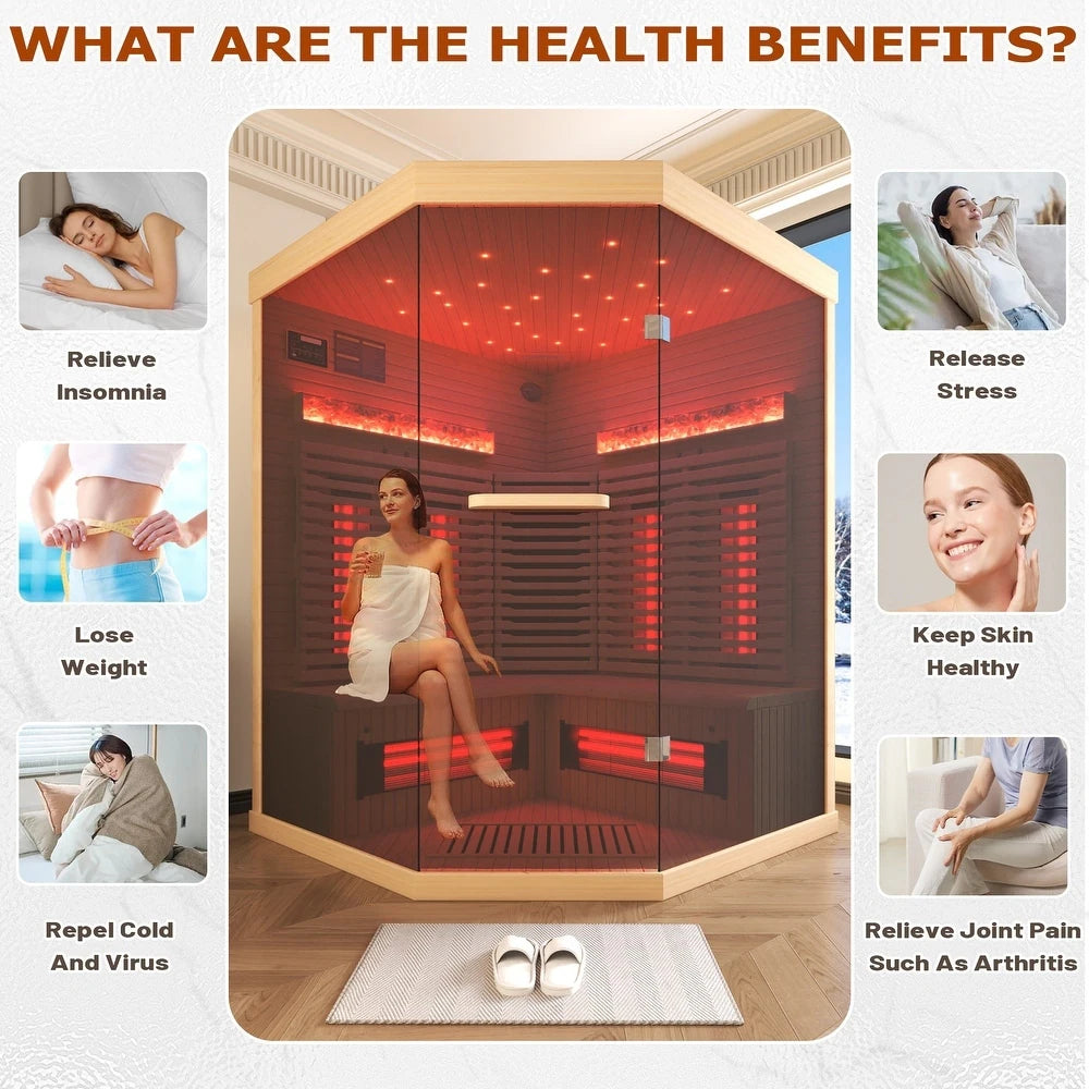 Infrared Sauna up to 4 Person with 15 Minutes Warm-Up Heater Tube & Carbon Plate