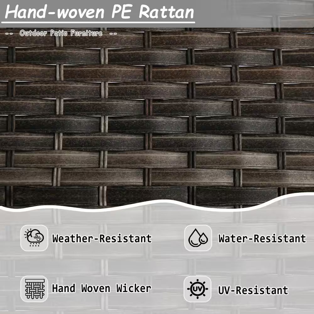 6-Pieces Wicker Outdoor Patio Furniture Set Rattan Chair Wicker Set with Beige Cushion