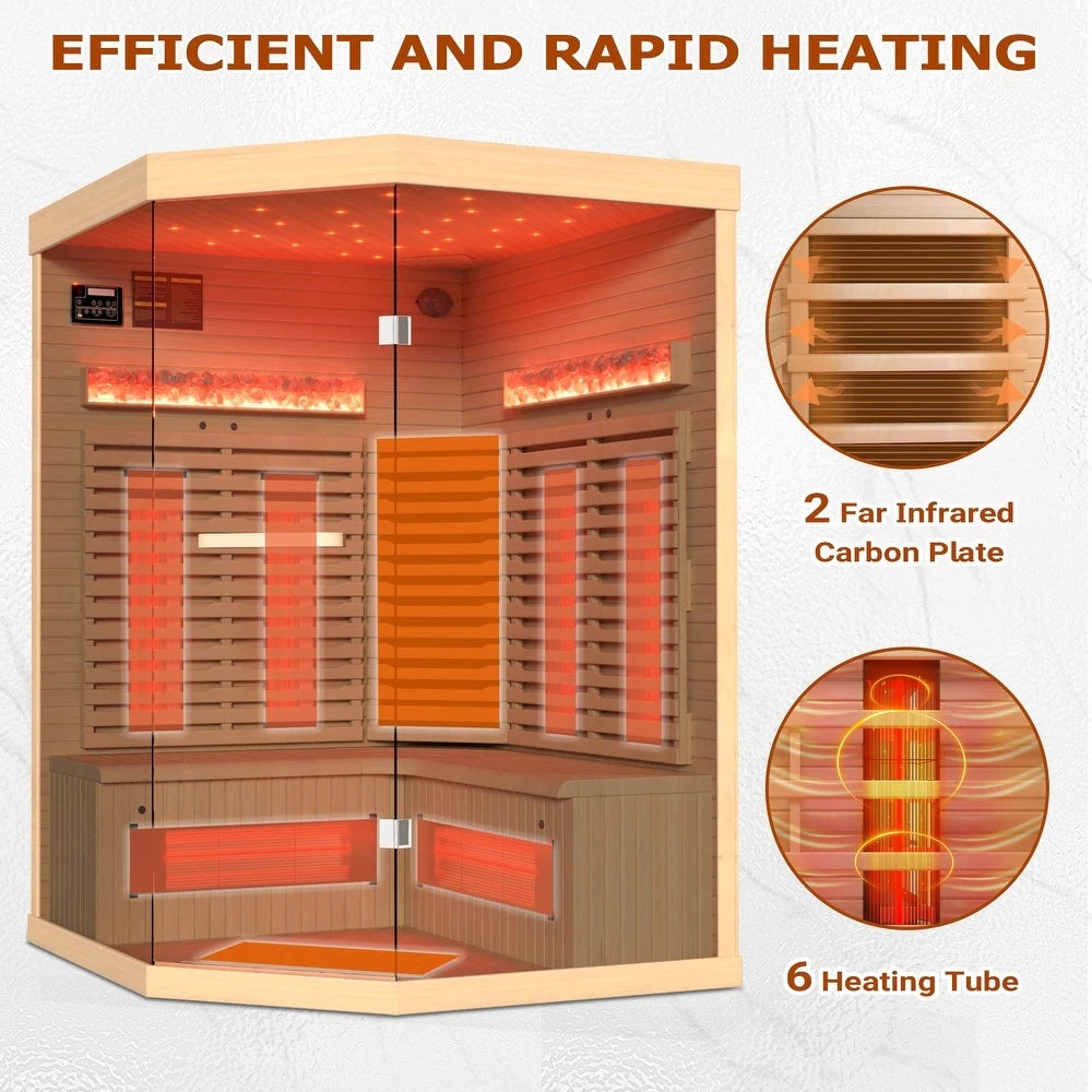 Infrared Sauna up to 4 Person with 15 Minutes Warm-Up Heater Tube & Carbon Plate