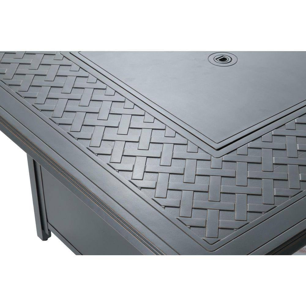 42 In. Topaz Cast Aluminum Heron Square Gas Fire Pit Chat Table with Clear Glass Fire Beads