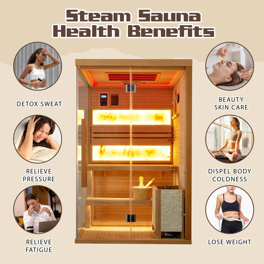 Infrared Sauna up to 4 Person with 15 Minutes Warm-Up Heater Tube & Carbon Plate