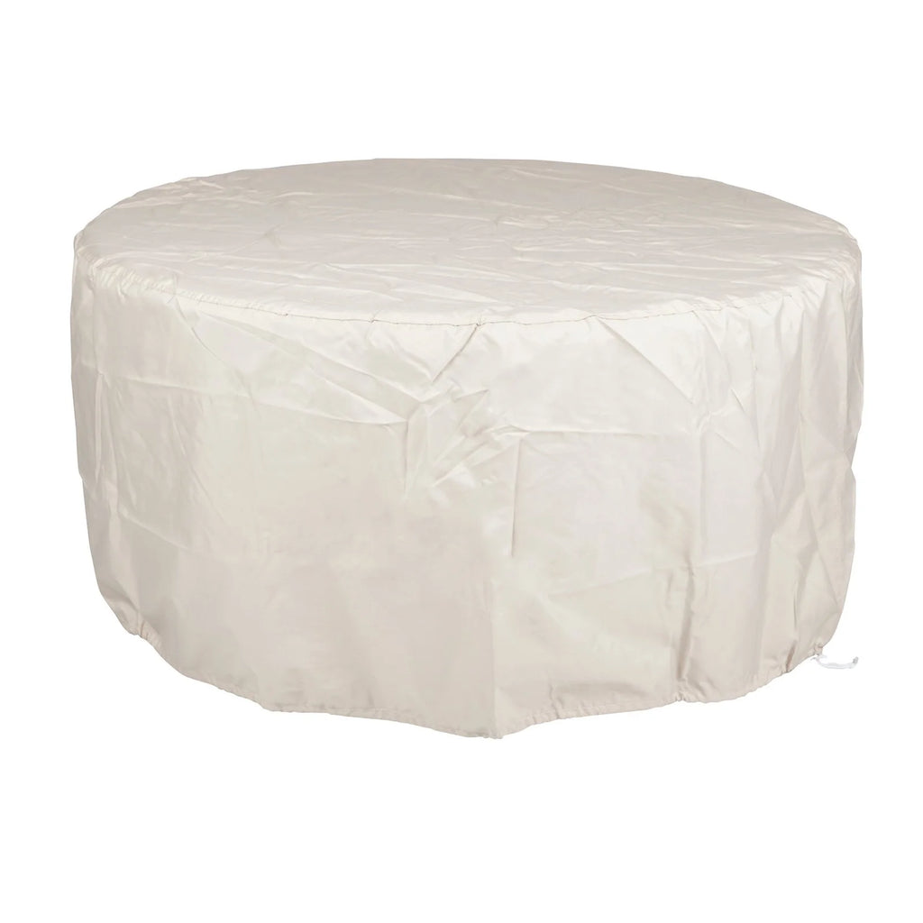 RICA-NOBU-5PC-AC 44 In. Outdoor Aluminum round Fire Table Set with Four Deep Seating Swivel Rocking Chair - 5 Piece