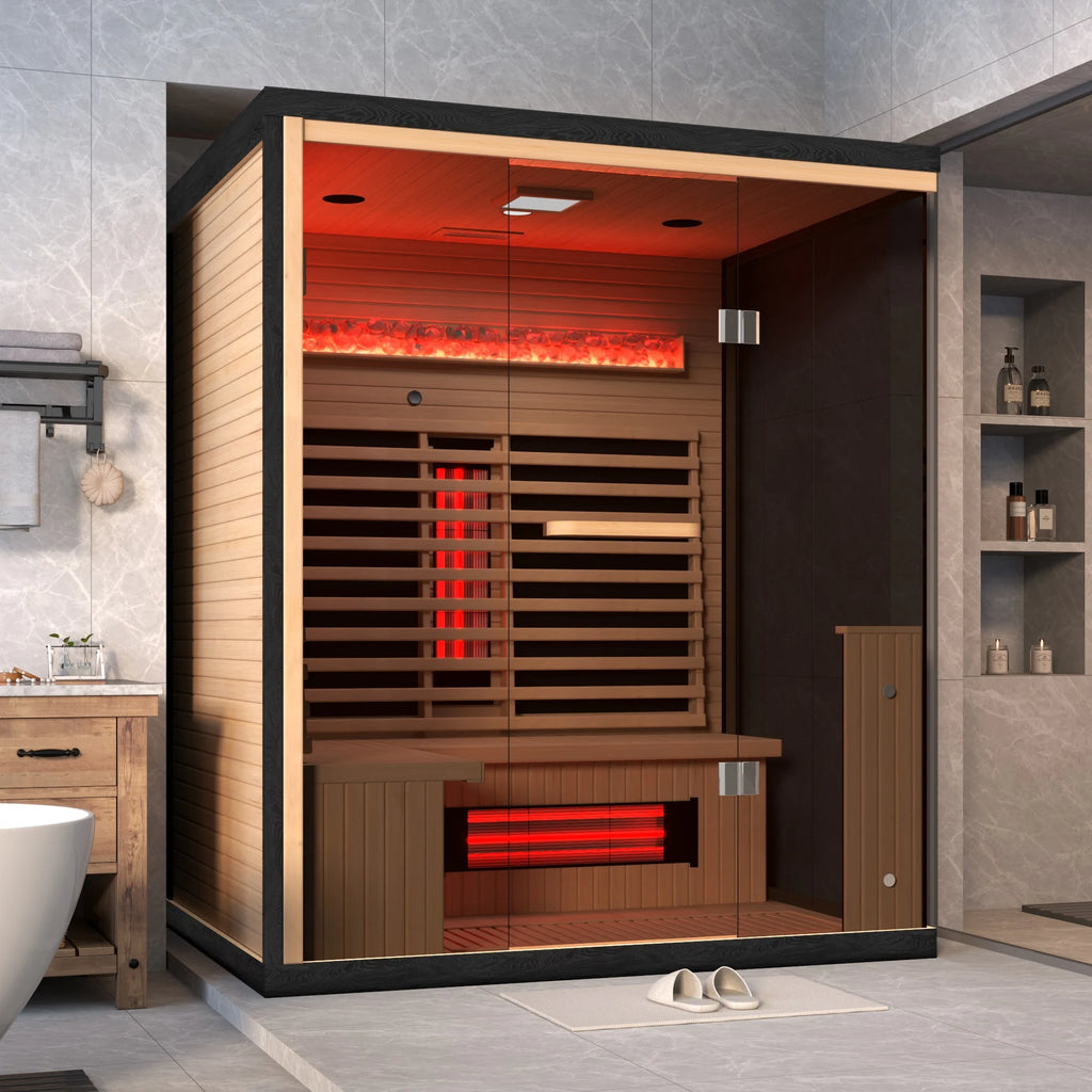 Infrared Sauna up to 4 Person with 15 Minutes Warm-Up Heater Tube & Carbon Plate