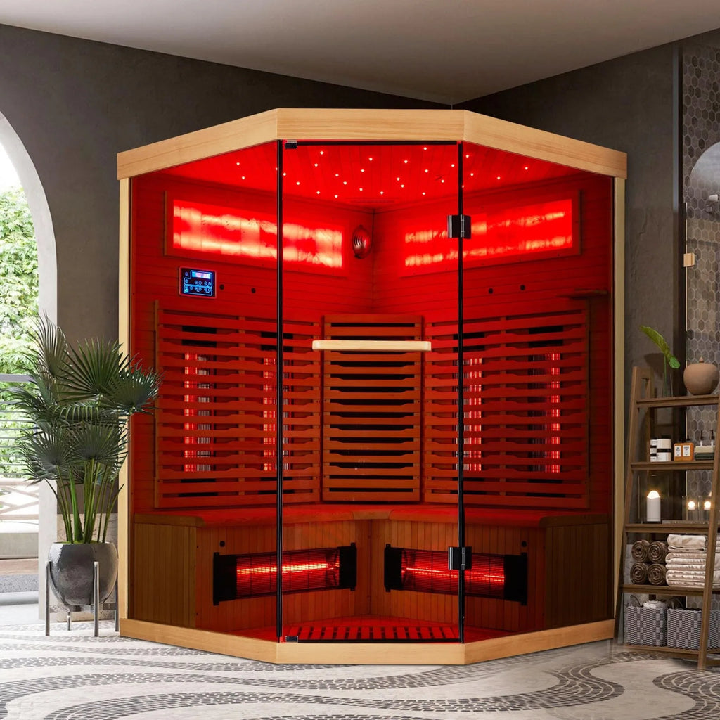 Infrared Sauna up to 4 Person with 15 Minutes Warm-Up Heater Tube & Carbon Plate