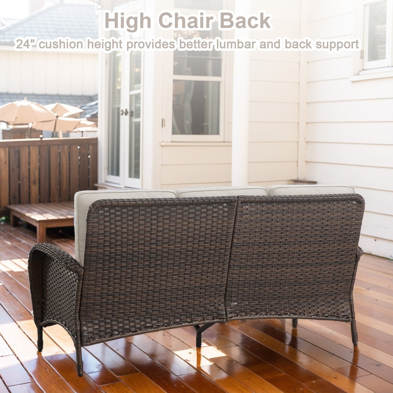 Outdoor Fire Pit Conversation Set, 3-Seat Sofa & Chairs Patio Furniture Set