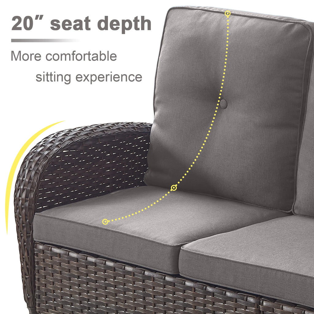 Outdoor Fire Pit Conversation Set, 3-Seat Sofa & Chairs Patio Furniture Set