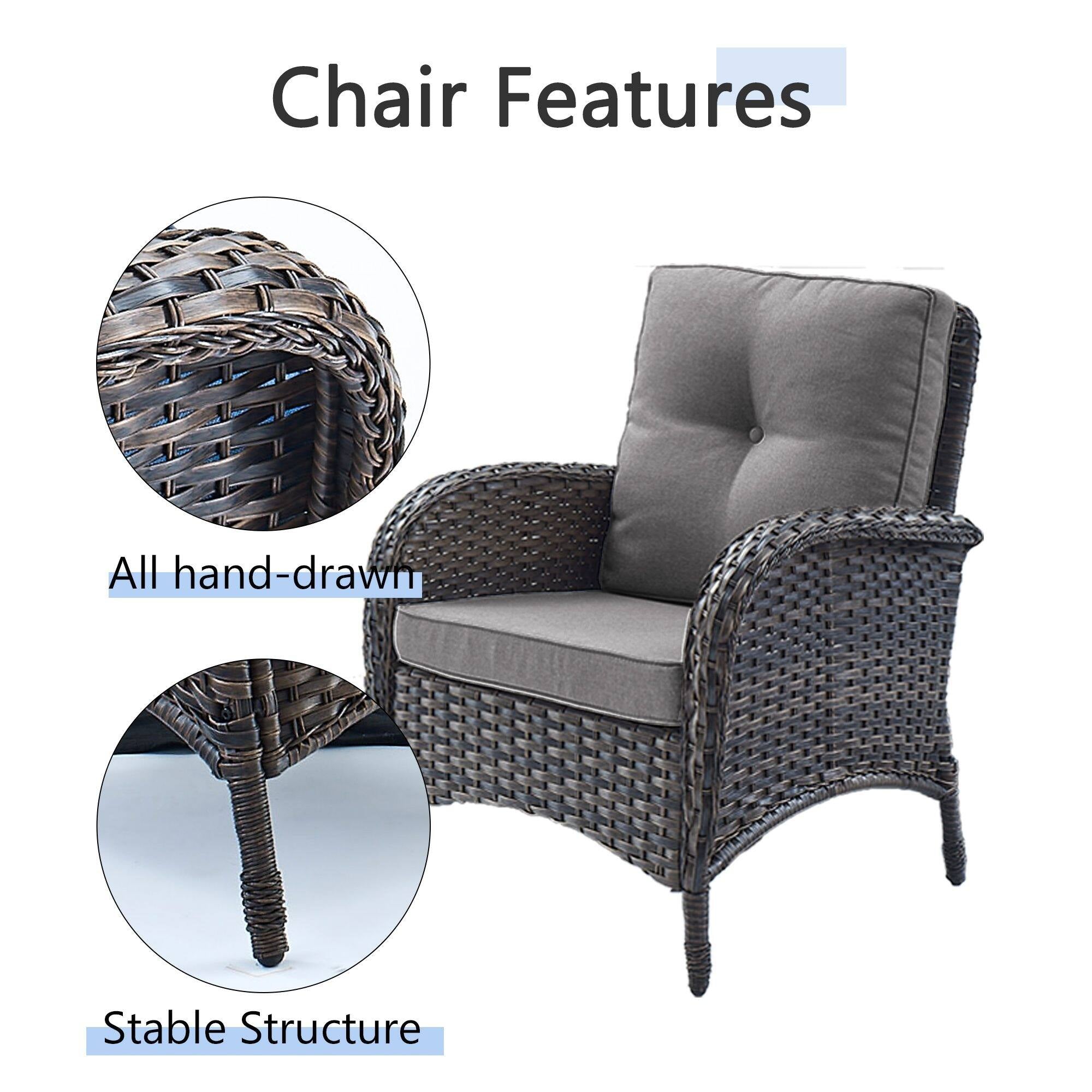 Outdoor Fire Pit Conversation Set, 3-Seat Sofa & Chairs Patio Furniture Set