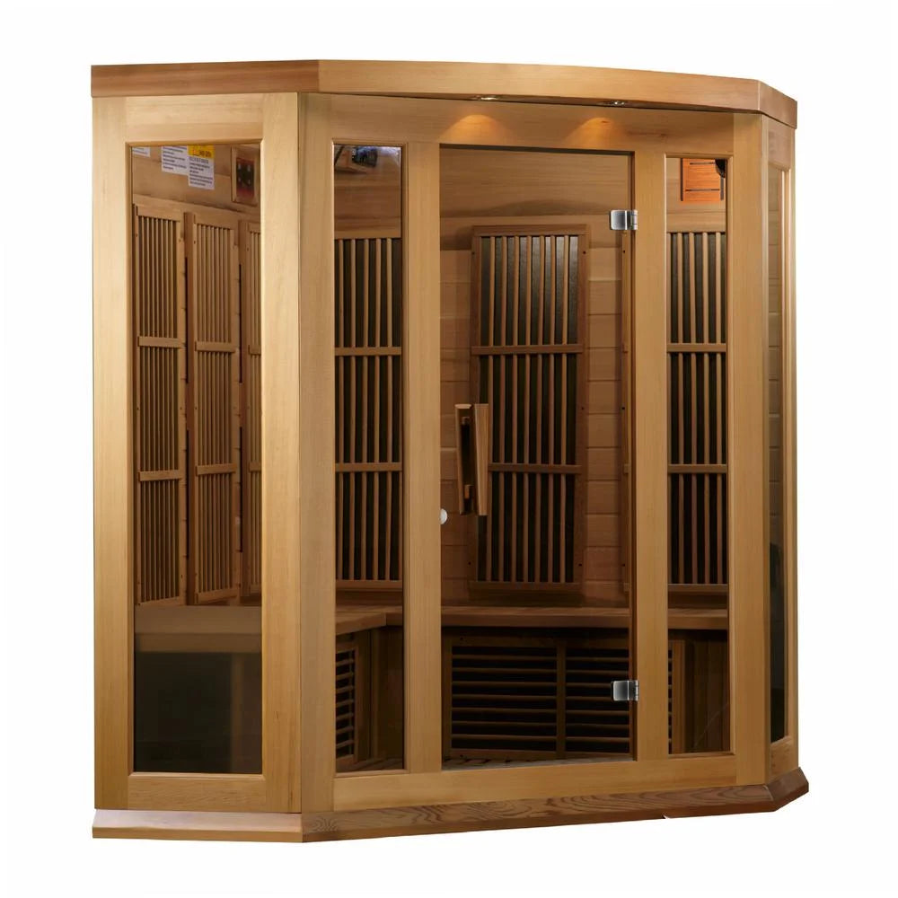 Sauna 3-Person Corner Low EMF (Under 8MG) FAR Infrared Sauna (Canadian Red Cedar)