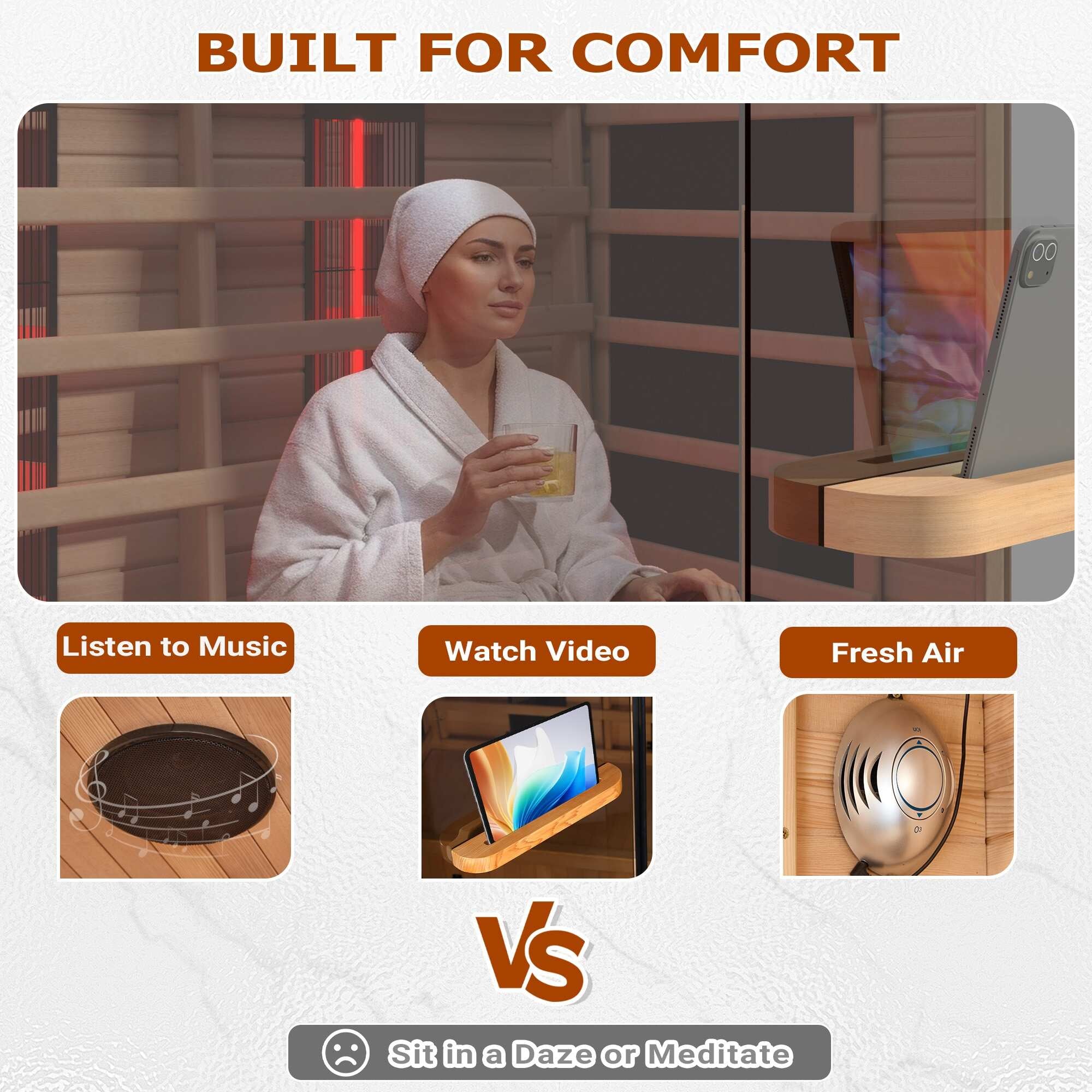Infrared Sauna up to 4 Person with 15 Minutes Warm-Up Heater Tube & Carbon Plate