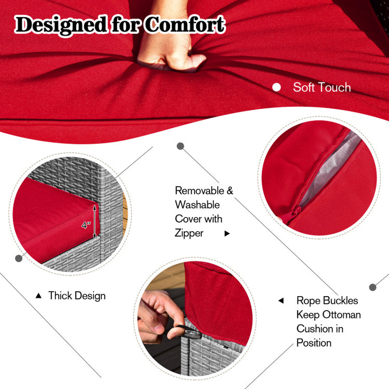 9 Pieces Outdoor Patio Furniture Set with 32-Inch Propane Fire Pit Table