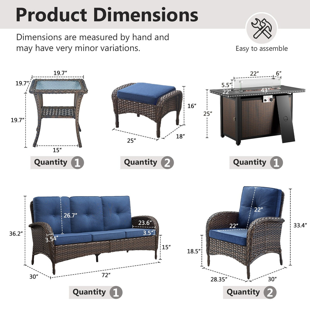 Outdoor Fire Pit Conversation Set, 3-Seat Sofa & Chairs Patio Furniture Set