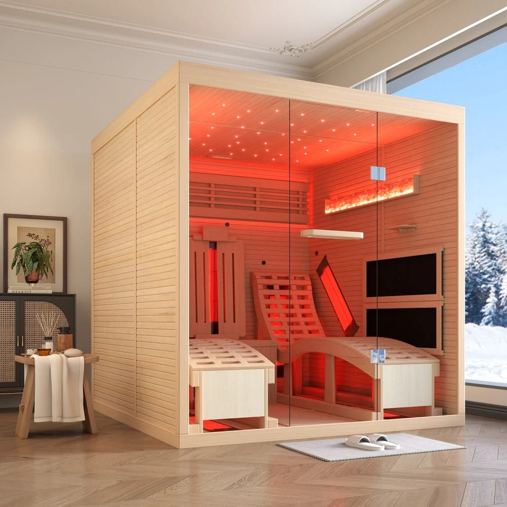 Infrared Sauna up to 4 Person with 15 Minutes Warm-Up Heater Tube & Carbon Plate