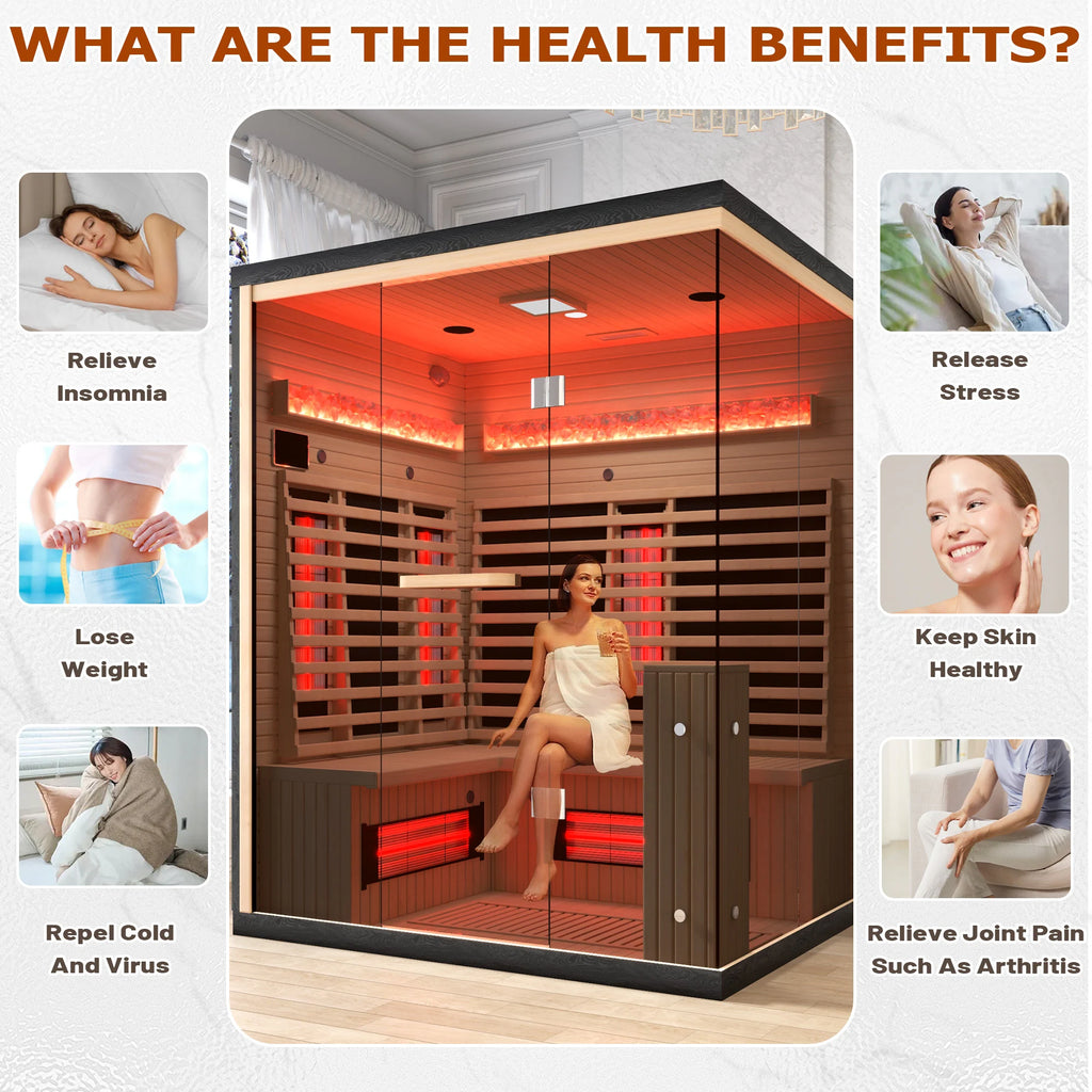 Infrared Sauna up to 4 Person with 15 Minutes Warm-Up Heater Tube & Carbon Plate