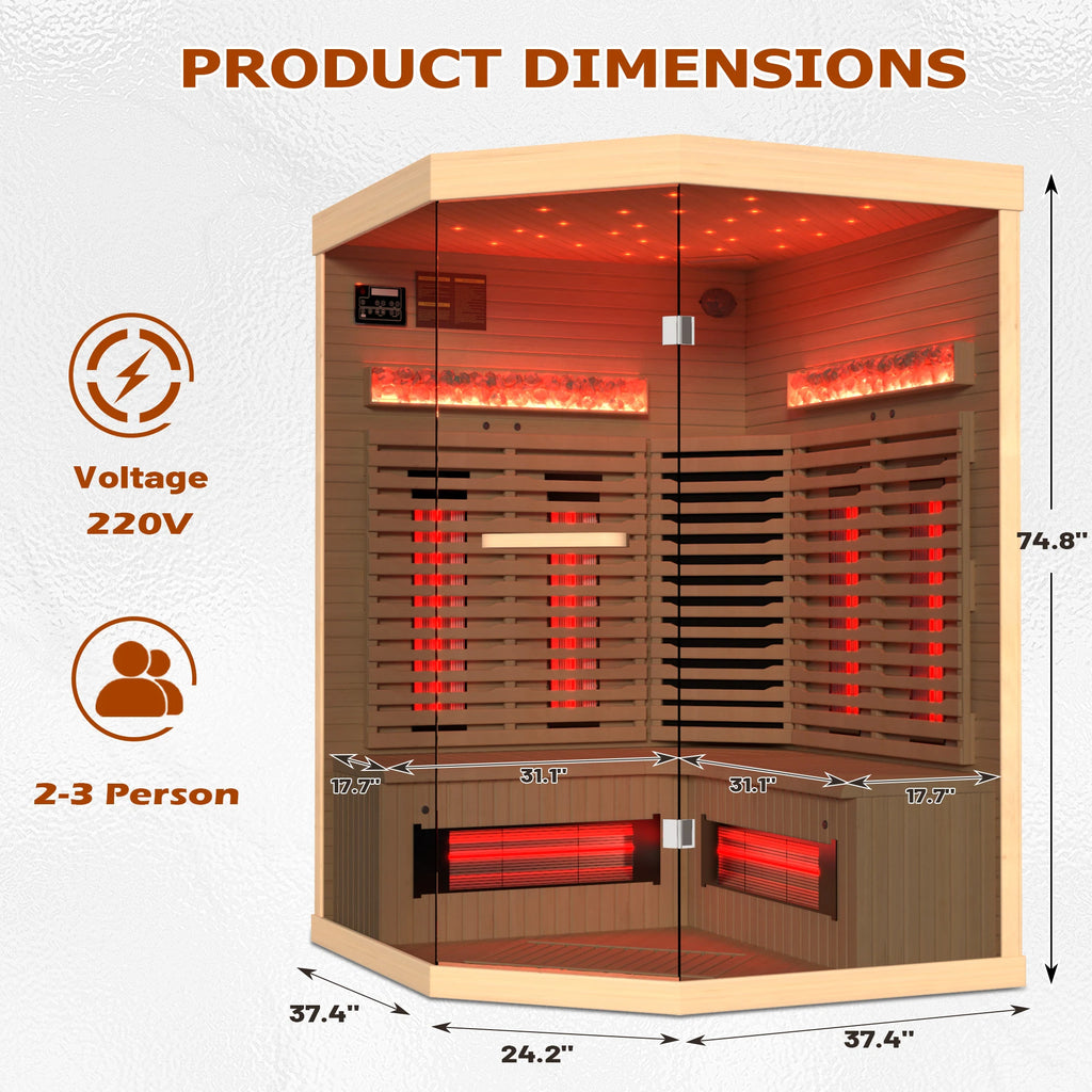 Infrared Sauna up to 4 Person with 15 Minutes Warm-Up Heater Tube & Carbon Plate