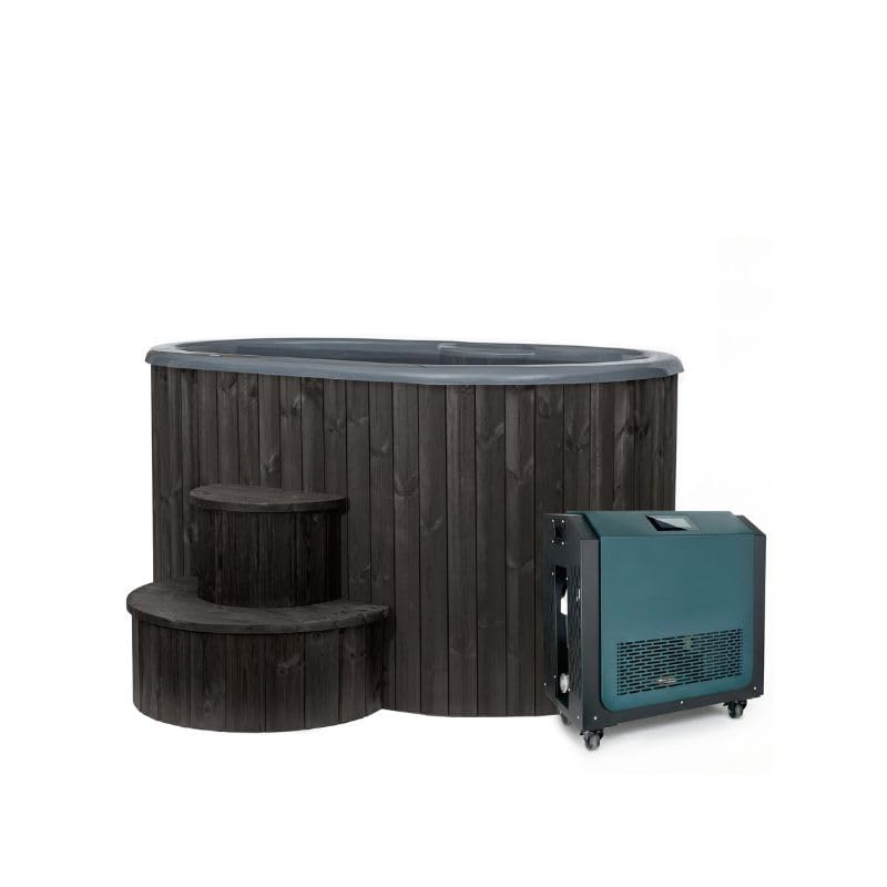 SaunaLife Cold Plunge Immersion Tub with Integrated Water Chiller & Heater, 2-Person (S2BC - Black)