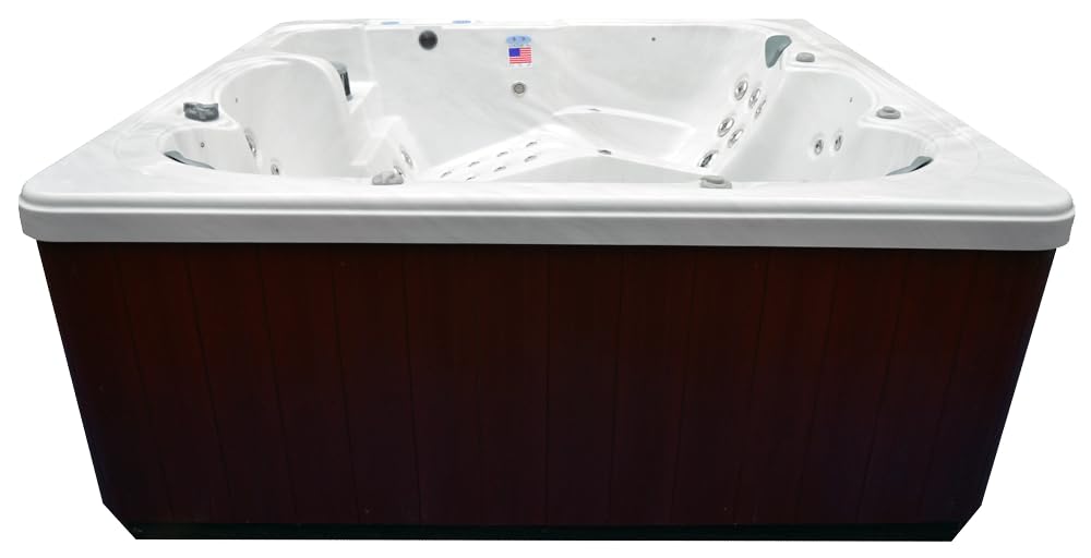 Home & Garden HG90 6-Person Hot Tub with 90 Therapy Jets and Bluetooth Audio – Sterling or White Acrylic Interior and Mocha Exterior Cabinet - Ideal for Backyard Relaxation and Hydrotherapy