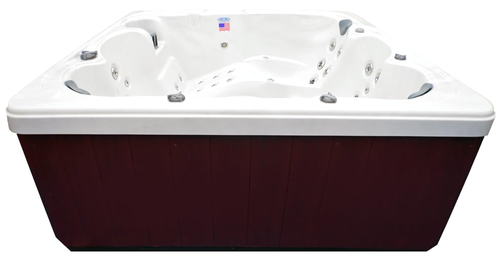 Home & Garden HG71A 6-Person Hot Tub with 71 Therapy Jets and Bluetooth Audio – Sterling or White Acrylic Interior and Mocha Exterior Cabinet - Ideal for Backyard Relaxation and Hydrotherapy