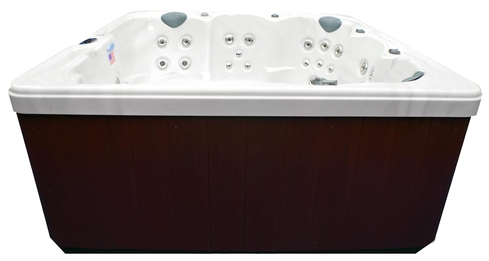 Home & Garden HG71A 6-Person Hot Tub with 71 Therapy Jets and Bluetooth Audio – Sterling or White Acrylic Interior and Mocha Exterior Cabinet - Ideal for Backyard Relaxation and Hydrotherapy