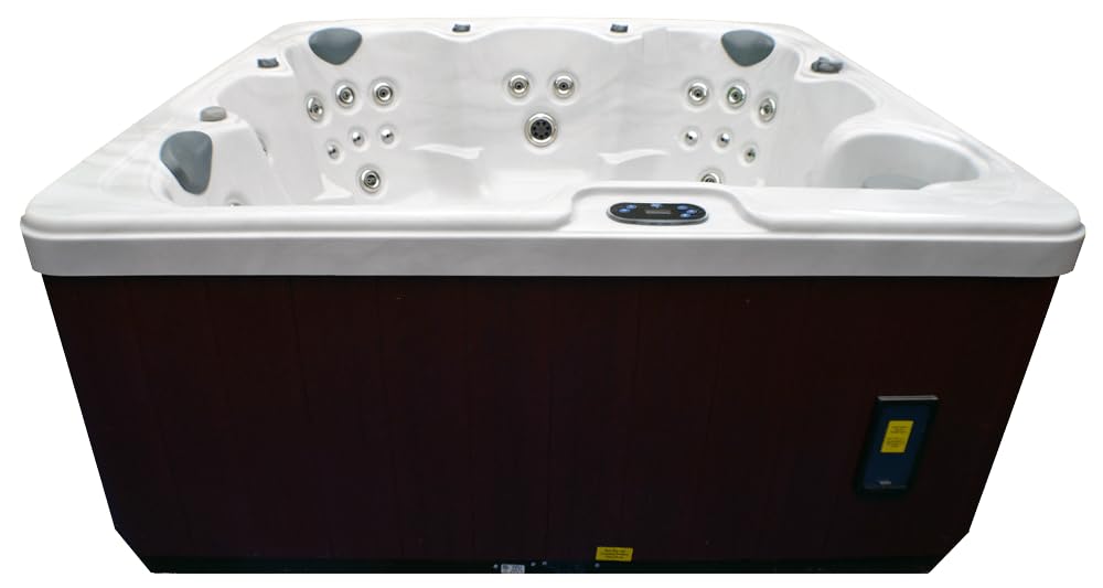 Home & Garden HG71A 6-Person Hot Tub with 71 Therapy Jets and Bluetooth Audio – Sterling or White Acrylic Interior and Mocha Exterior Cabinet - Ideal for Backyard Relaxation and Hydrotherapy