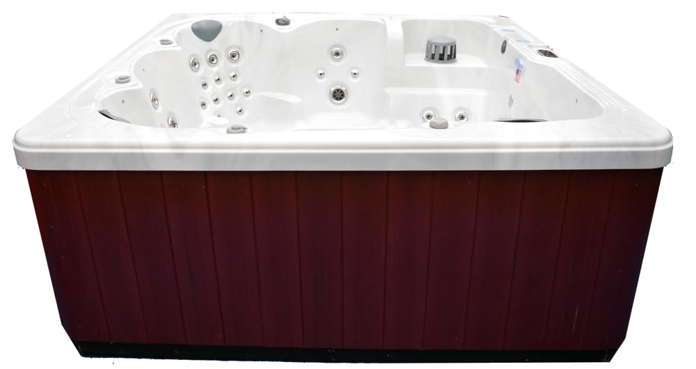 Home & Garden HG90 6-Person Hot Tub with 90 Therapy Jets and Bluetooth Audio – Sterling or White Acrylic Interior and Mocha Exterior Cabinet - Ideal for Backyard Relaxation and Hydrotherapy