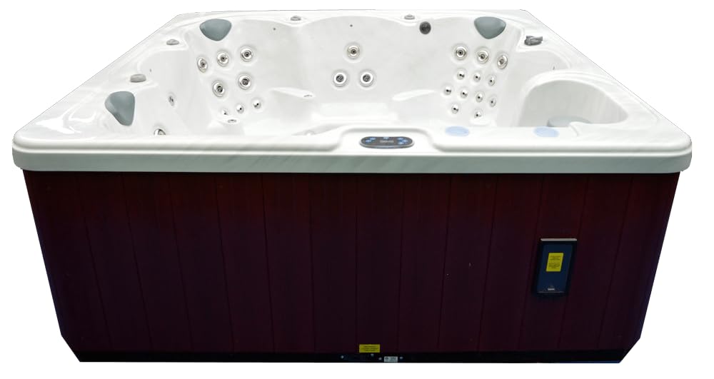 Home & Garden HG90 6-Person Hot Tub with 90 Therapy Jets and Bluetooth Audio – Sterling or White Acrylic Interior and Mocha Exterior Cabinet - Ideal for Backyard Relaxation and Hydrotherapy