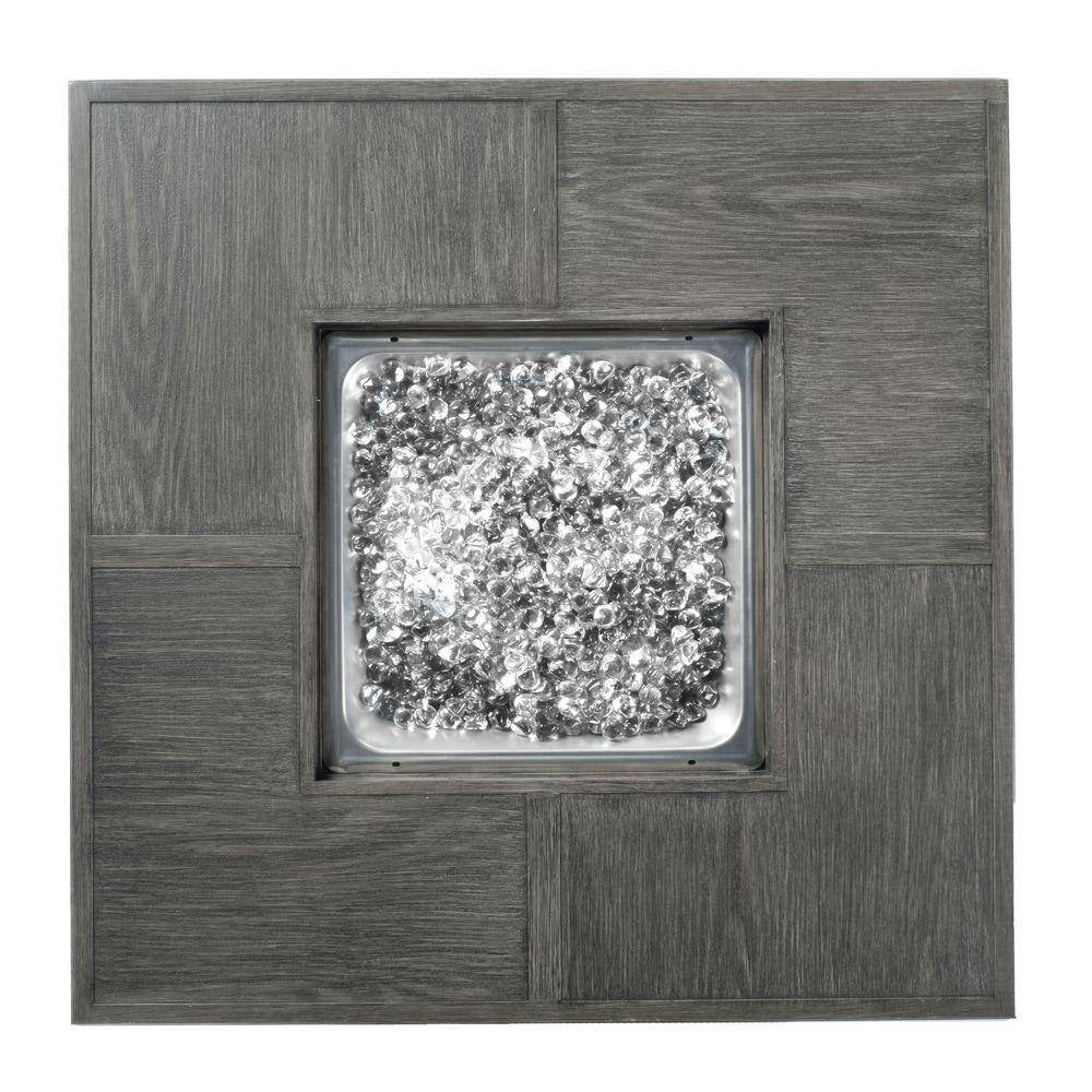 Cheyenne 40 In. X 25 In. Square Aluminum Propane Gas Fire Pit Chat Table with Glacier Ice Firebeads