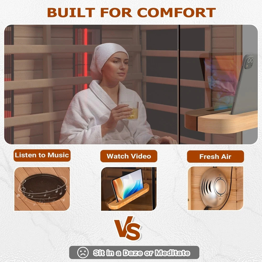 Infrared Sauna up to 4 Person with 15 Minutes Warm-Up Heater Tube & Carbon Plate