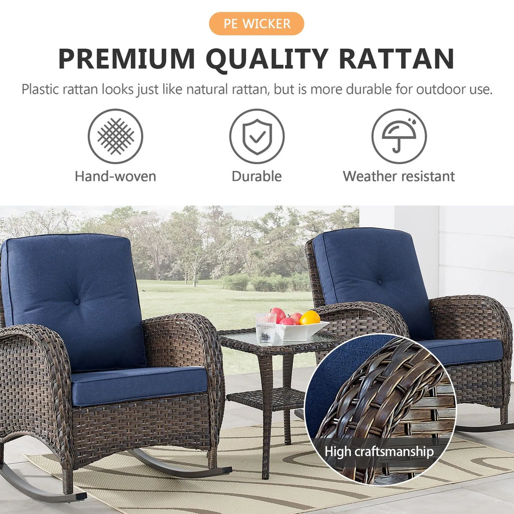 Outdoor Fire Pit Conversation Set, 3-Seat Sofa & Chairs Patio Furniture Set