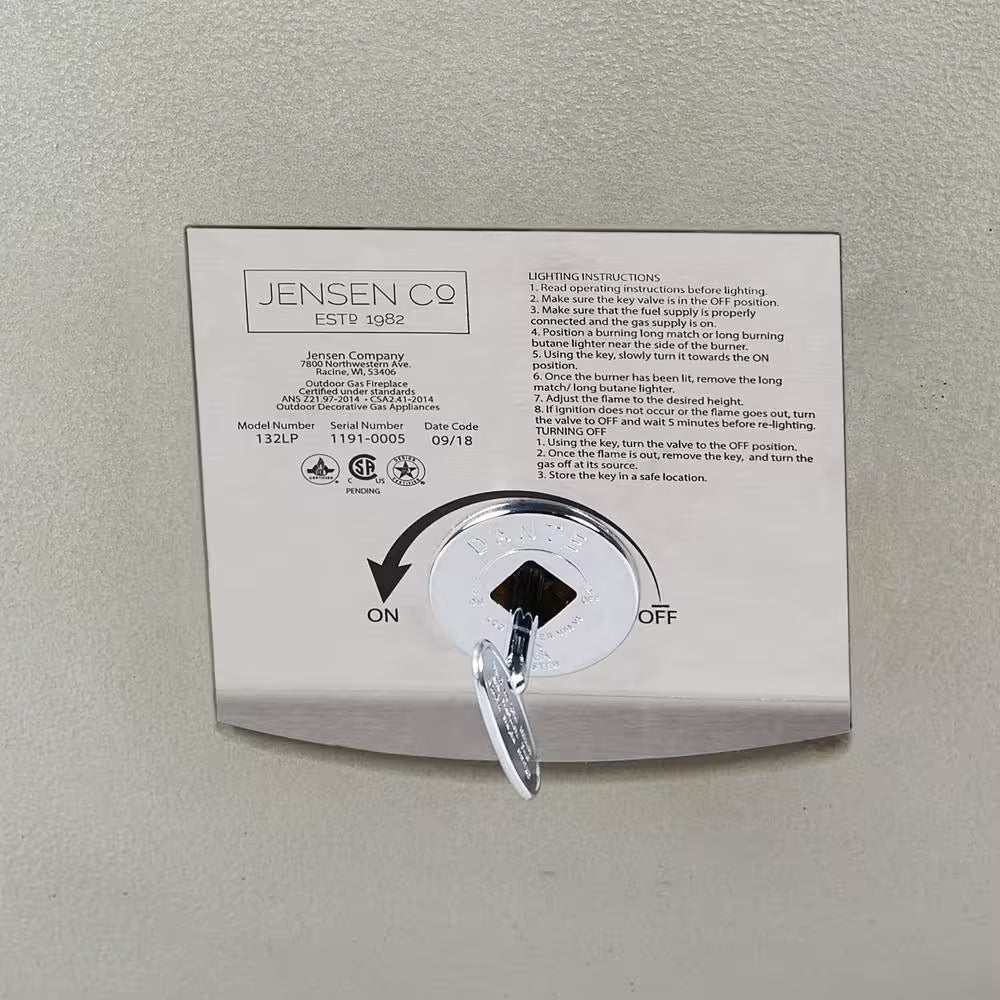 Pompton 38 In. round Concrete Composite Propane Fire Pit in Fog with Vinyl Cover