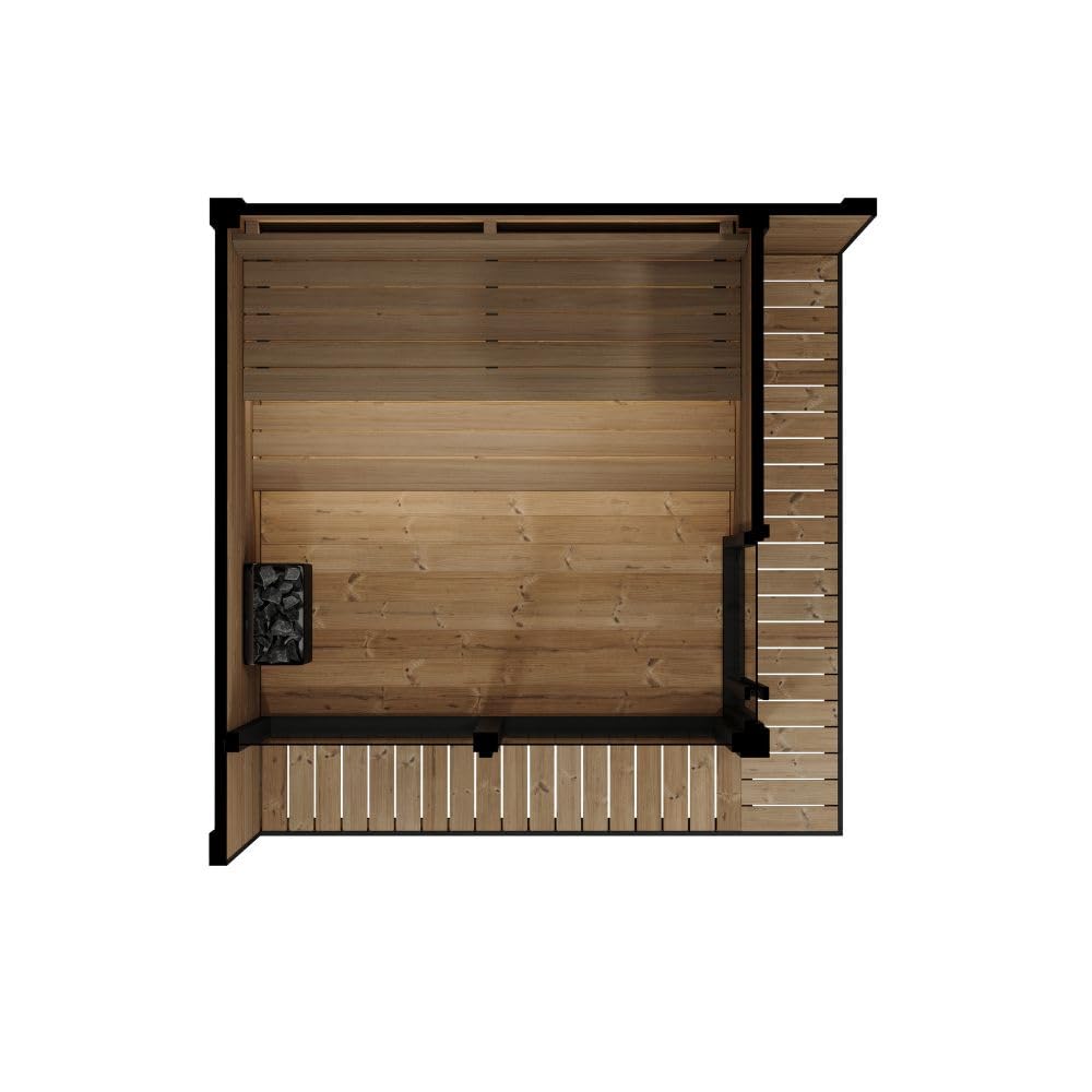 saunalife GL6 Outdoor Sauna Kit, Garden Luxury-Series Outdoor DIY Sauna Kit, Thermo-Spruce, up to 6 Persons Bundles (Sauna Heater and Sauna Stones Included) (Drop 9 WiFi - Glass)