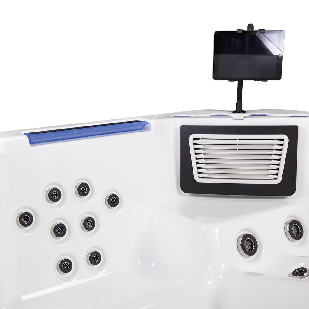 Bueno Spa Denver 6 - Person 100 - Jet Acrylic Hot Tub with New Arctic Max Insulation, Ozonator, and Cover in Ice White