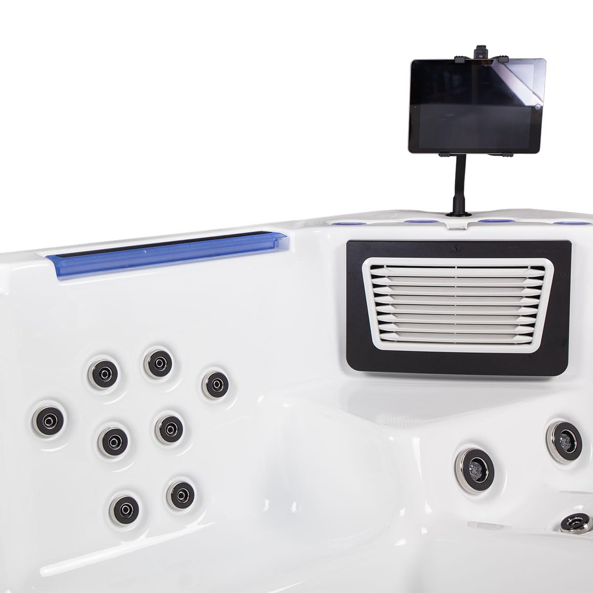 Bueno Spa Denver 6 - Person 100 - Jet Acrylic Hot Tub with New Arctic Max Insulation, Ozonator, and Cover in Ice White