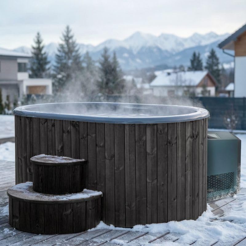 SaunaLife Cold Plunge Immersion Tub with Integrated Water Chiller & Heater, 2-Person (S2BC - Black)
