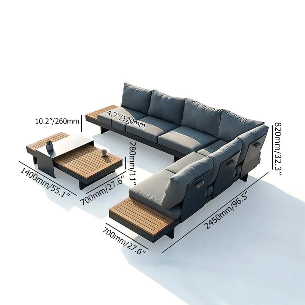 homary Outdoor Conversation Sets, Teak & Aluminum Modular Patio Furniture