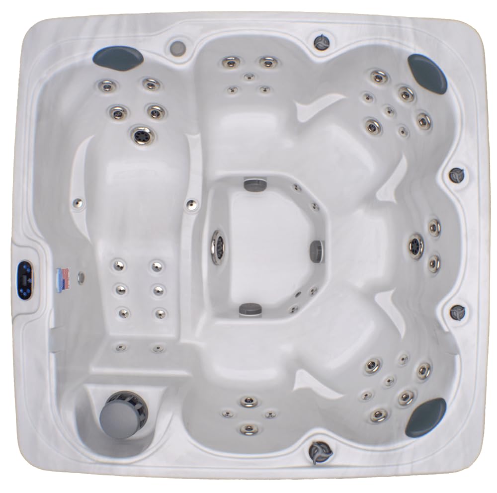 Home & Garden HG71A 6-Person Hot Tub with 71 Therapy Jets and Bluetooth Audio – Sterling or White Acrylic Interior and Mocha Exterior Cabinet - Ideal for Backyard Relaxation and Hydrotherapy