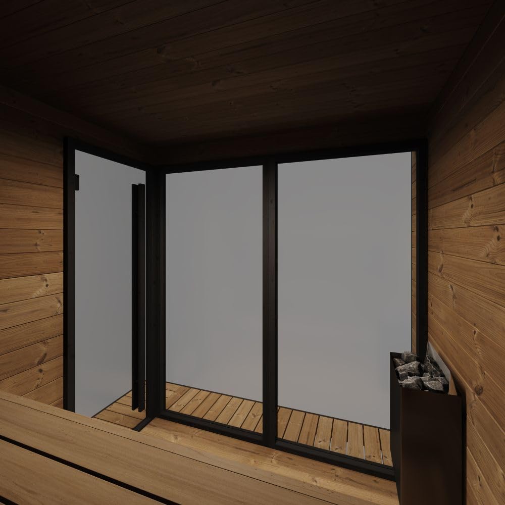 saunalife GL6 Outdoor Sauna Kit, Garden Luxury-Series Outdoor DIY Sauna Kit, Thermo-Spruce, up to 6 Persons Bundles (Sauna Heater and Sauna Stones Included) (Drop 9 WiFi - Glass)