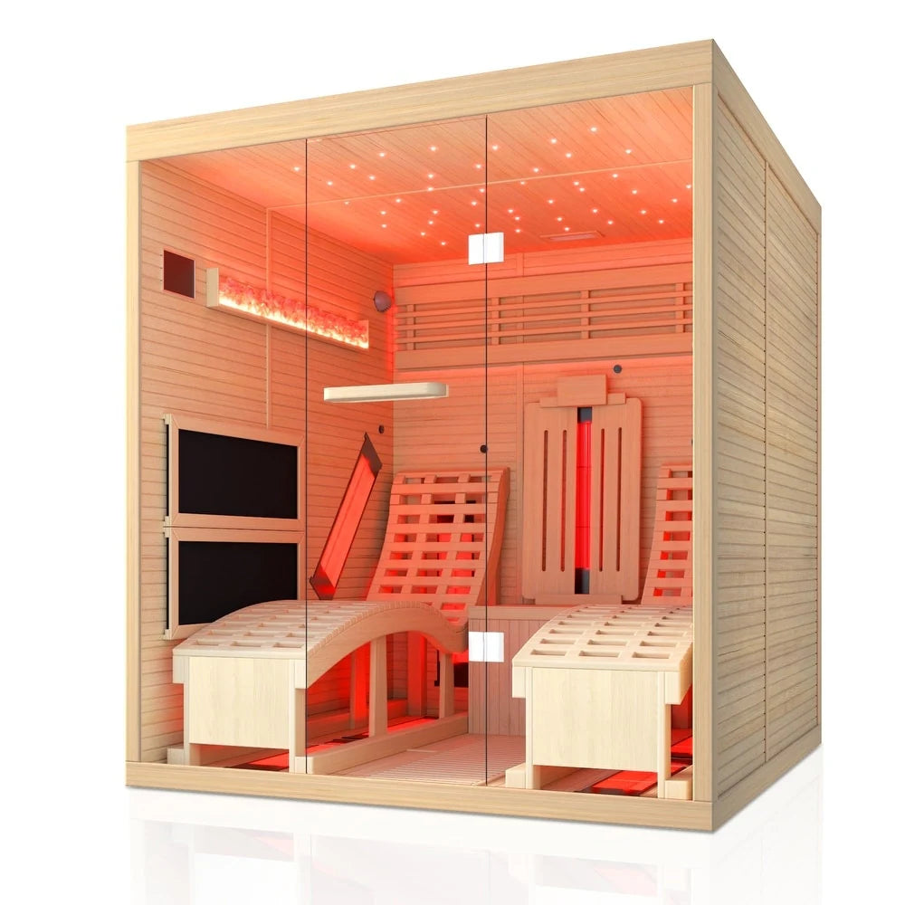 Infrared Sauna up to 4 Person with 15 Minutes Warm-Up Heater Tube & Carbon Plate