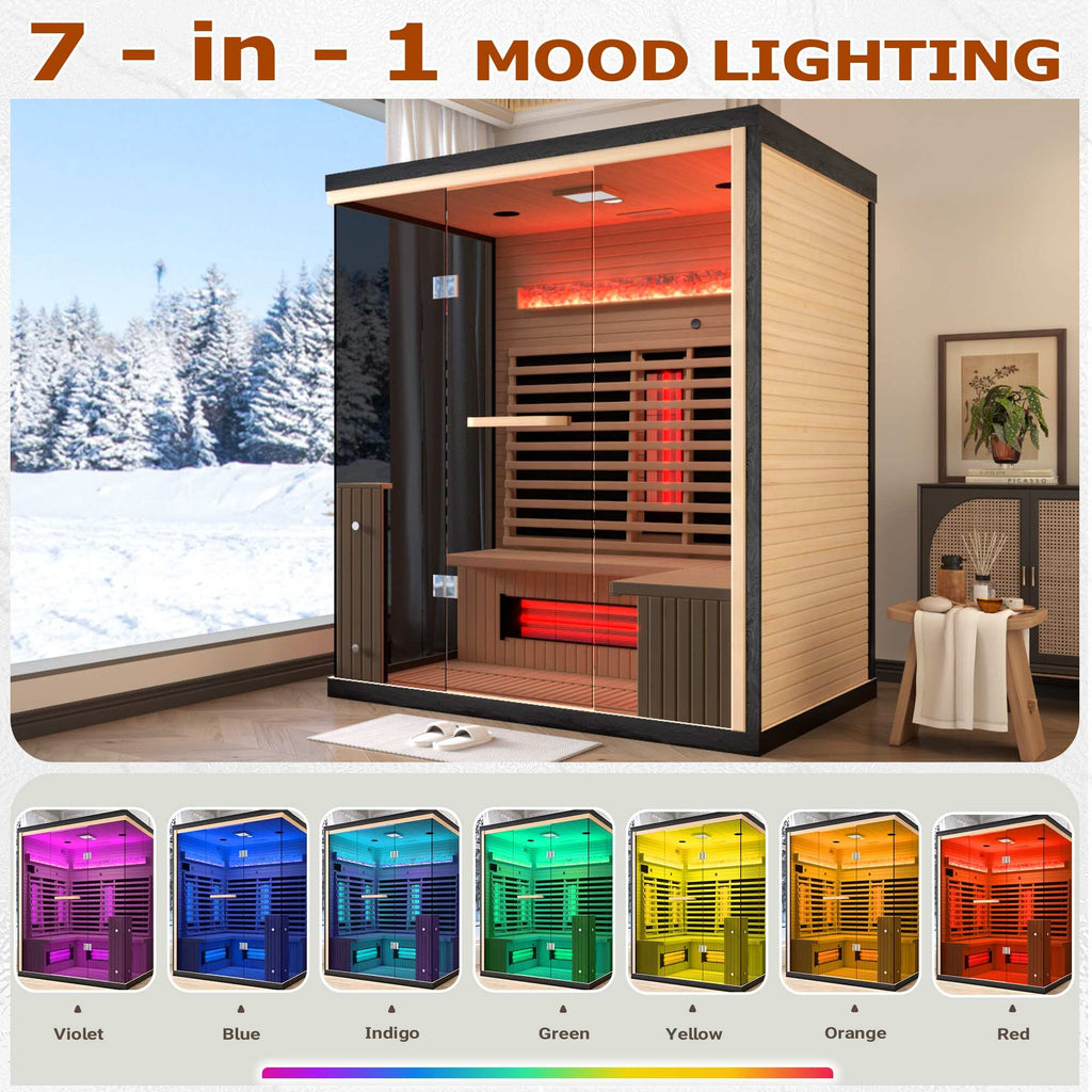 Infrared Sauna up to 4 Person with 15 Minutes Warm-Up Heater Tube & Carbon Plate