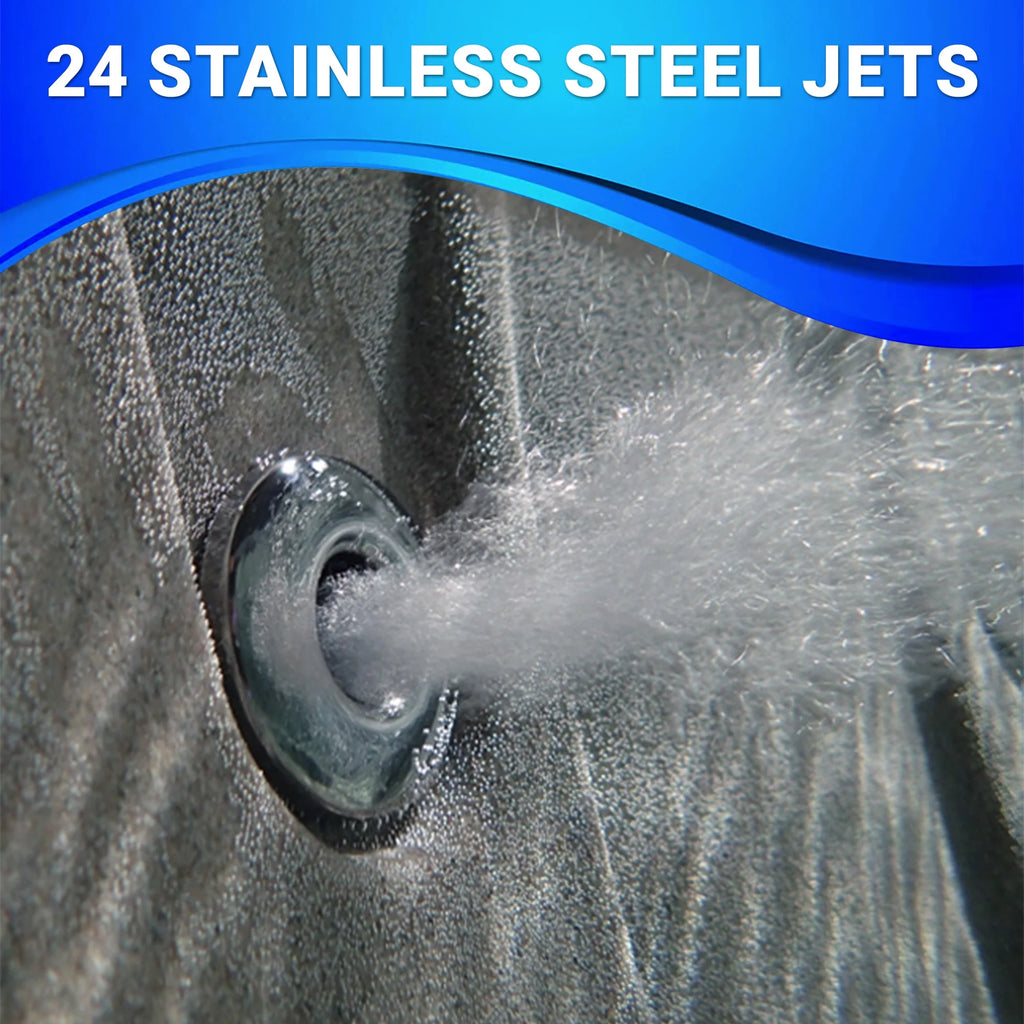 Inland 6 Person Square Hard Side Plug & Play Hot Tub, 24 Jets, Grey and Black