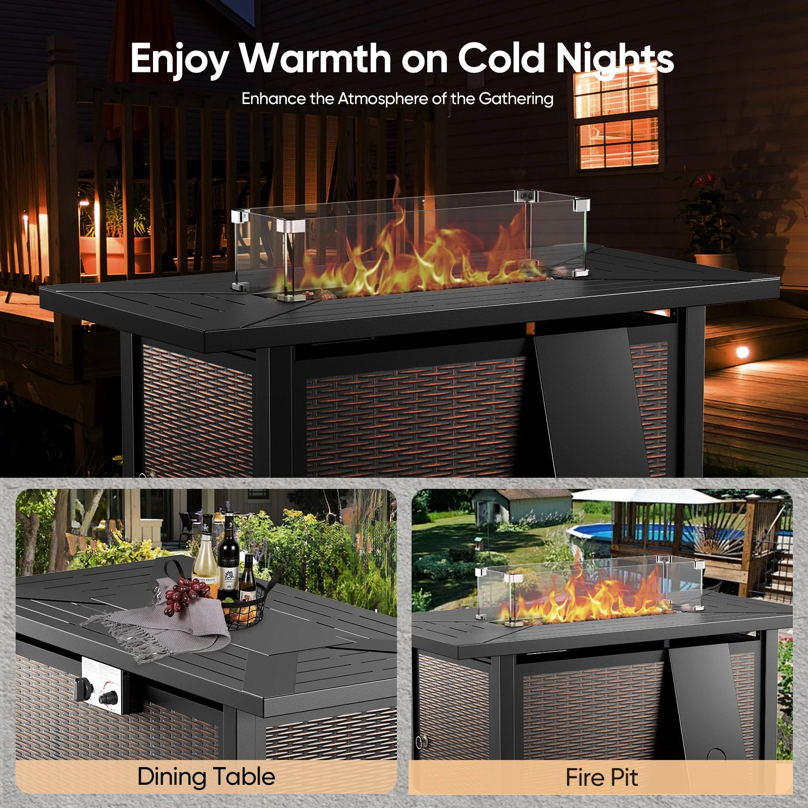 Outdoor Fire Pit Conversation Set, 3-Seat Sofa & Chairs Patio Furniture Set