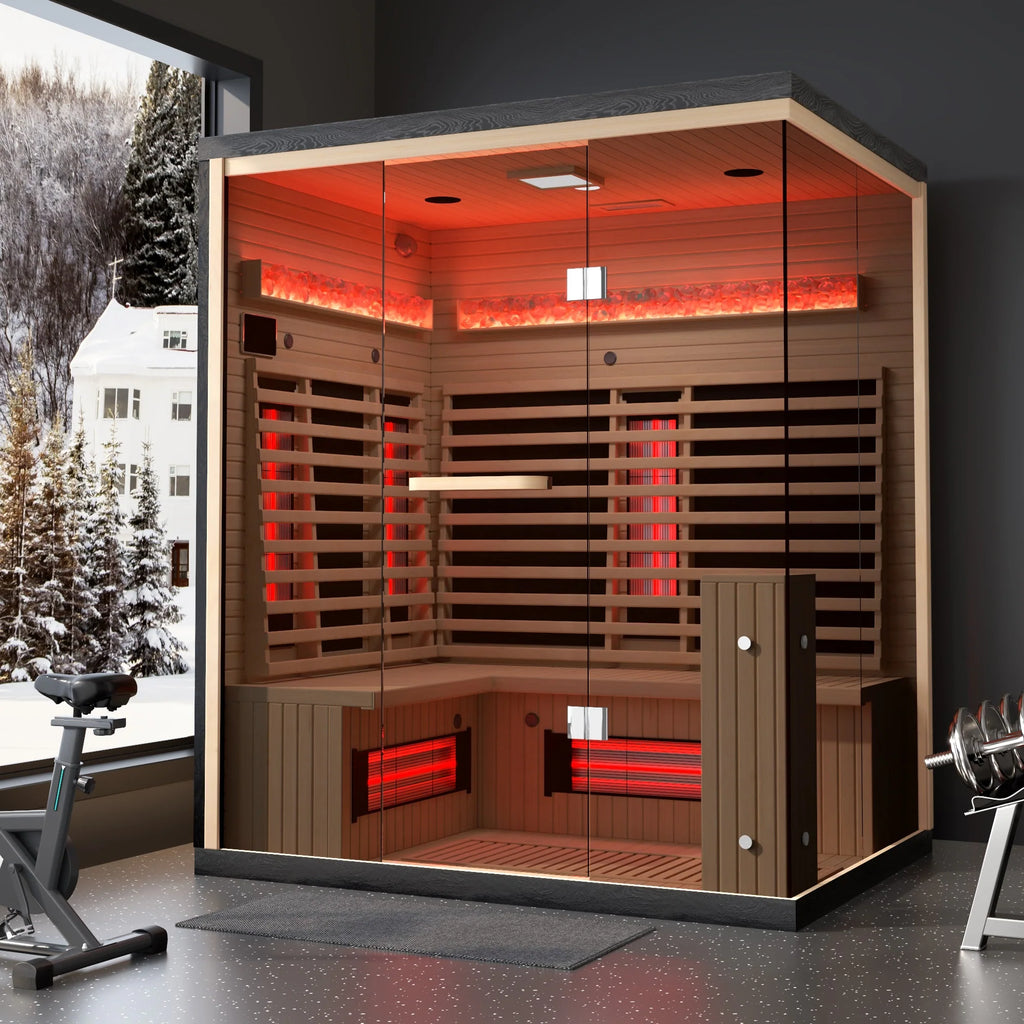 Infrared Sauna up to 4 Person with 15 Minutes Warm-Up Heater Tube & Carbon Plate
